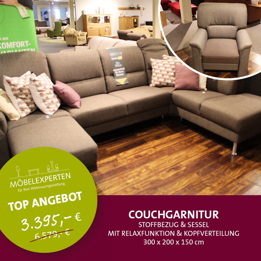 Couchgarnitur mit Sessel Ausstellungsstück