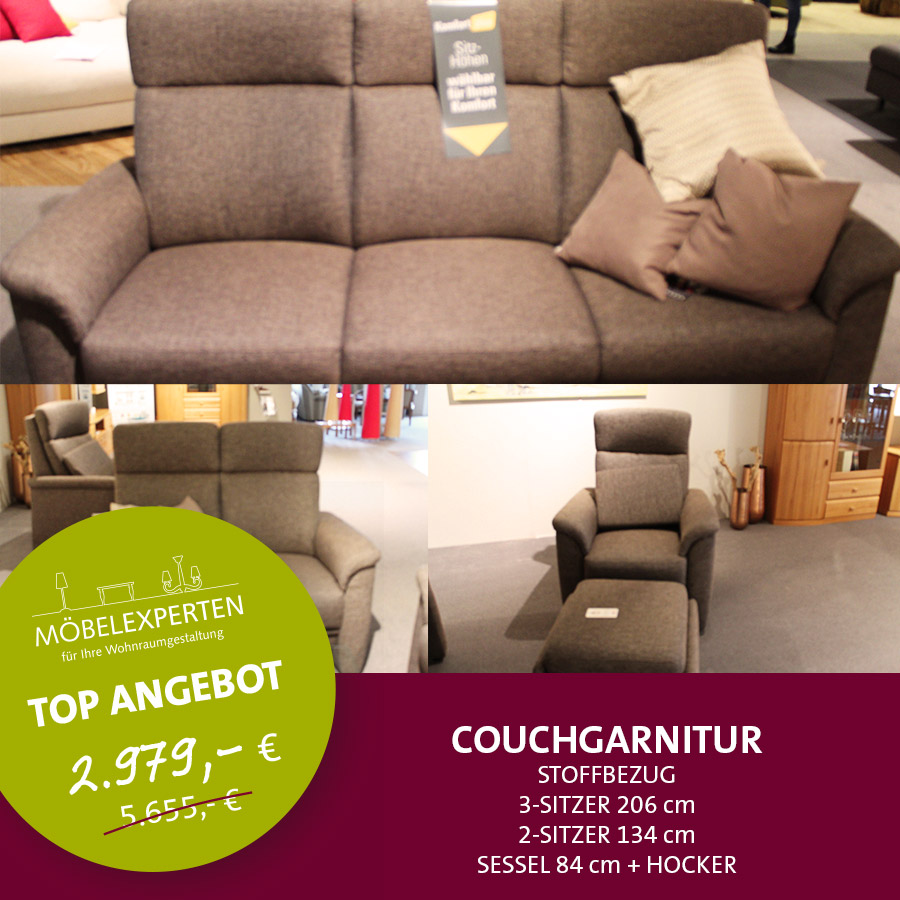 Couchgarnitur mit 3 Teilen Ausstellungsstück