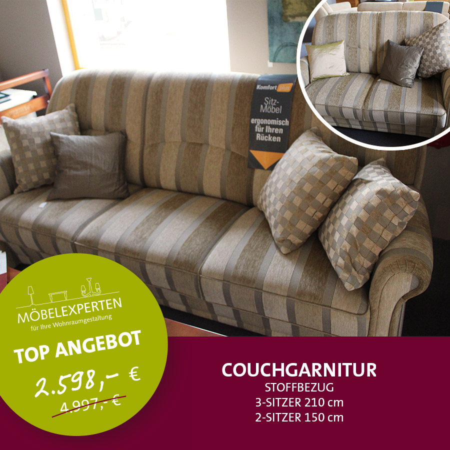 Couchgarnitur mit 2 Teilen Ausstellungsstück
